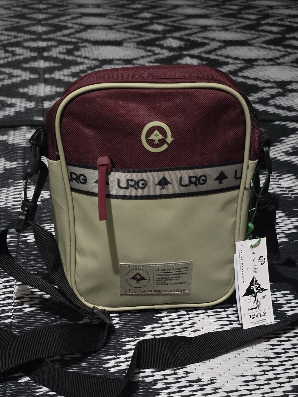 LRG Framework 2.0 Crossbody Bag in Burgundy & Cream Like New